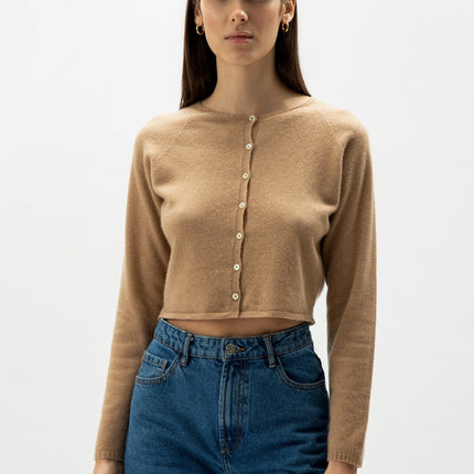 Cashmere Mix Cropped Cardigan (3D - Knit)