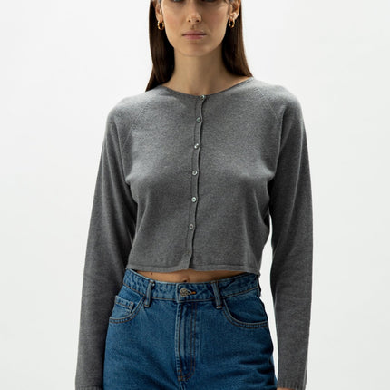 Cashmere Mix Cropped Cardigan (3D - Knit)