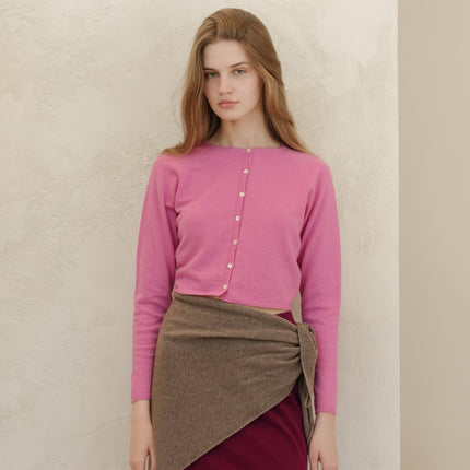 Cashmere Mix Cropped Cardigan (3D - Knit)