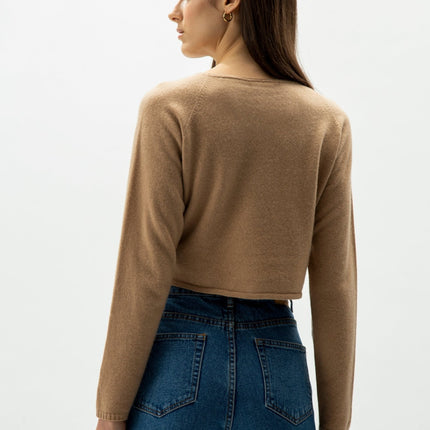 Cashmere Mix Cropped Cardigan (3D - Knit)