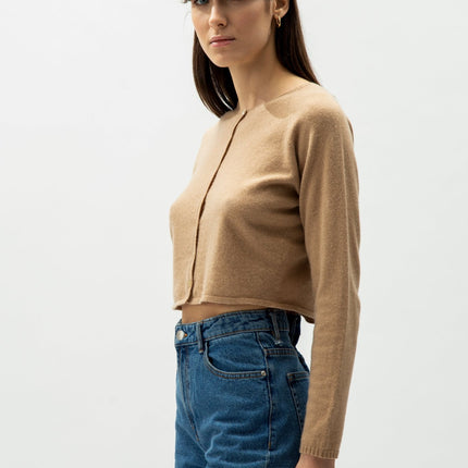 Cashmere Mix Cropped Cardigan (3D - Knit)