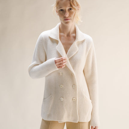 Cashmere Mix Double Breasted Knit Jacket