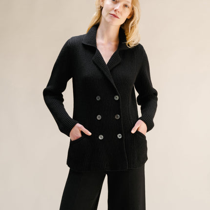 Cashmere Mix Double Breasted Knit Jacket