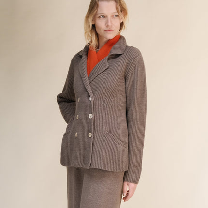 Cashmere Mix Double Breasted Knit Jacket