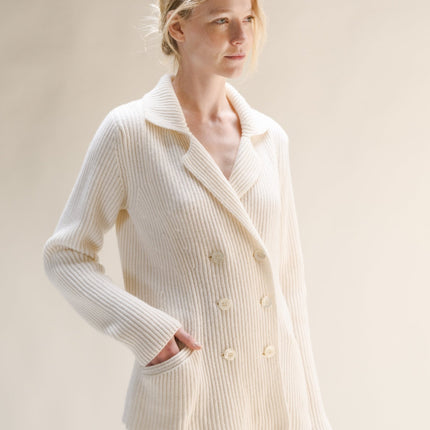 Cashmere Mix Double Breasted Knit Jacket