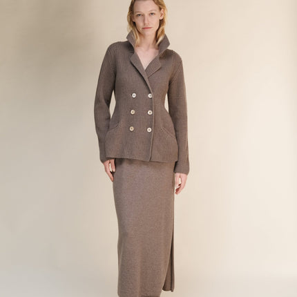 Cashmere Mix Double Breasted Knit Jacket