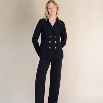 Cashmere Mix Double Breasted Knit Jacket