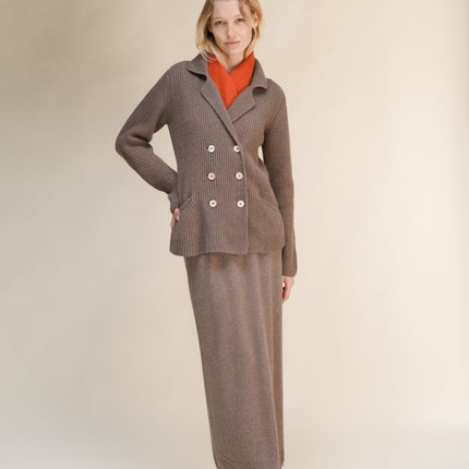 Cashmere Mix Double Breasted Knit Jacket