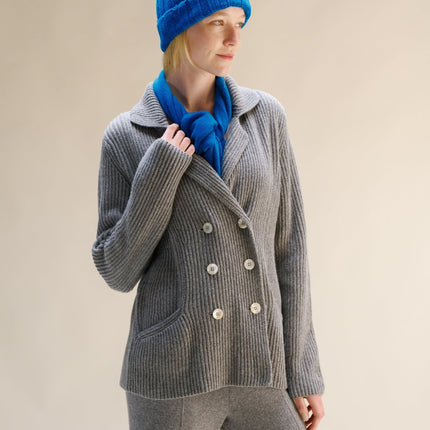 Cashmere Mix Double Breasted Knit Jacket