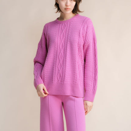 Cashmere Mix Fisherman Crewneck Sweater