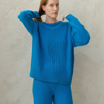 Cashmere Mix Fisherman Crewneck Sweater