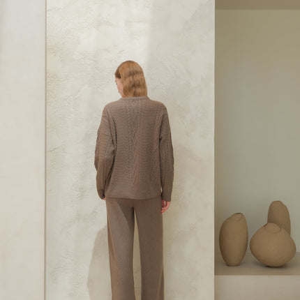 Cashmere Mix Fisherman Crewneck Sweater