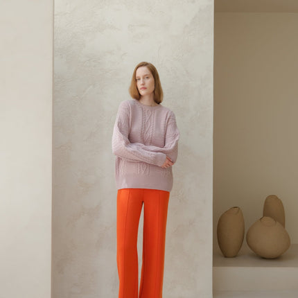 Cashmere Mix Fisherman Crewneck Sweater