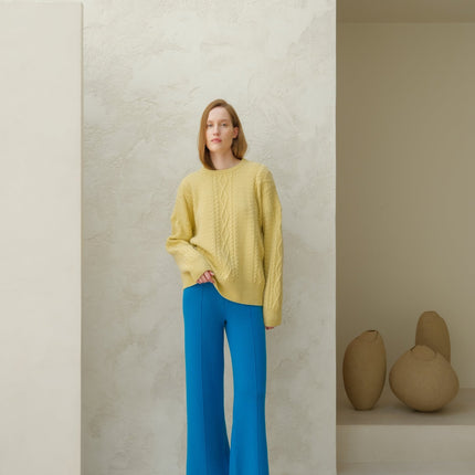 Cashmere Mix Fisherman Crewneck Sweater