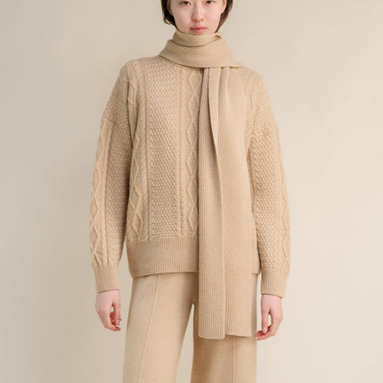 Cashmere Mix Fisherman Crewneck Sweater