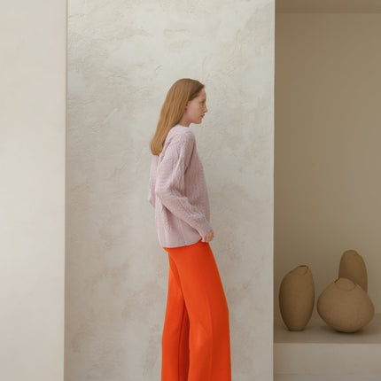 Cashmere Mix Fisherman Crewneck Sweater