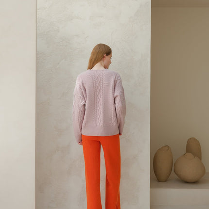 Cashmere Mix Fisherman Crewneck Sweater