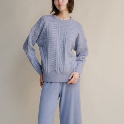 Cashmere Mix Fisherman Crewneck Sweater