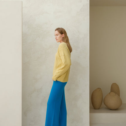 Cashmere Mix Fisherman Crewneck Sweater