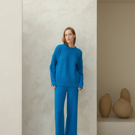 Cashmere Mix Fisherman Crewneck Sweater