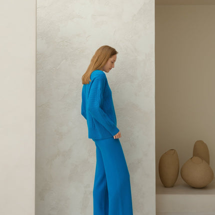 Cashmere Mix Fisherman Crewneck Sweater