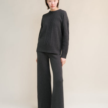 Cashmere Mix Fisherman Crewneck Sweater