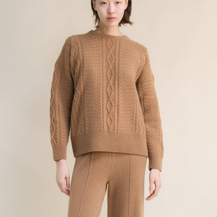 Cashmere Mix Fisherman Crewneck Sweater