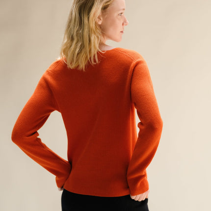 Cashmere Mix Full Ribbed V - Neck