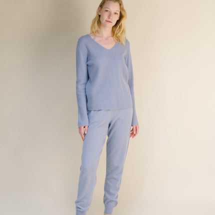 Cashmere Mix Full Ribbed V - Neck
