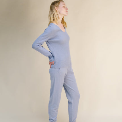 Cashmere Mix Full Ribbed V - Neck