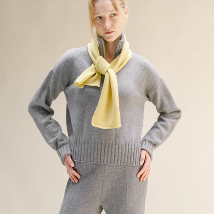 Cashmere Mix High Neck Sweater with Zip