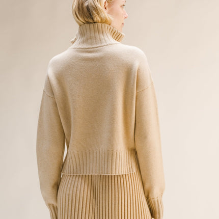 Cashmere Mix High Neck Sweater with Zip