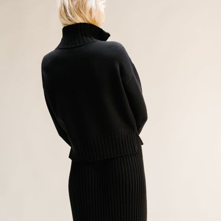 Cashmere Mix High Neck Sweater with Zip