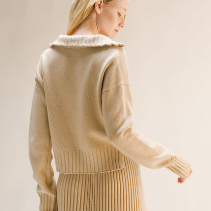 Cashmere Mix High Neck Sweater with Zip