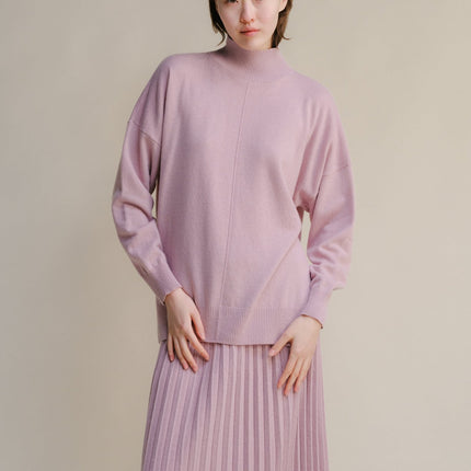 Cashmere Mix Lightweight Turtleneck Sweater with Lateral Slits