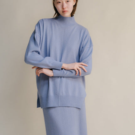Cashmere Mix Lightweight Turtleneck Sweater with Lateral Slits