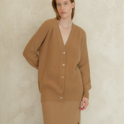 Cashmere Mix Long Ribbed Cardigan