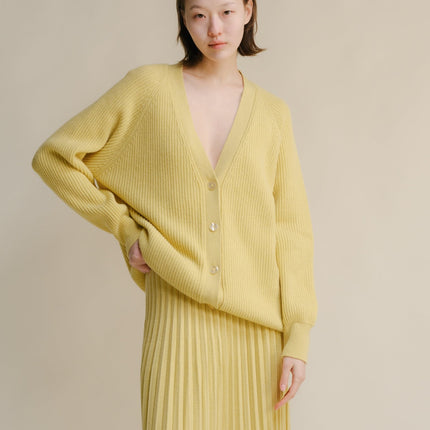 Cashmere Mix Long Ribbed Cardigan