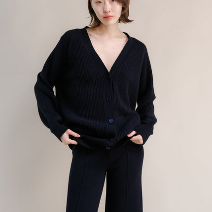 Cashmere Mix Long Ribbed Cardigan
