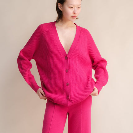 Cashmere Mix Long Ribbed Cardigan