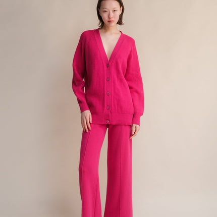 Cashmere Mix Long Ribbed Cardigan