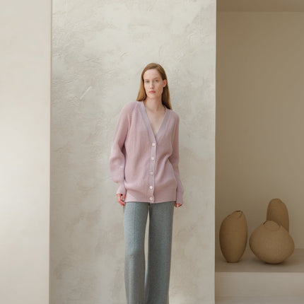 Cashmere Mix Long Ribbed Cardigan