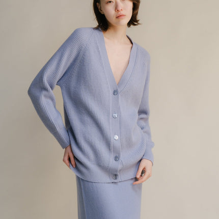 Cashmere Mix Long Ribbed Cardigan
