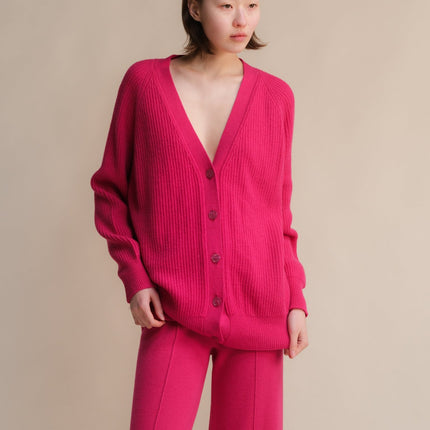Cashmere Mix Long Ribbed Cardigan