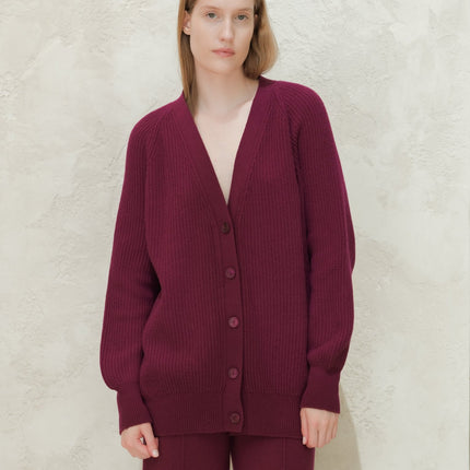 Cashmere Mix Long Ribbed Cardigan