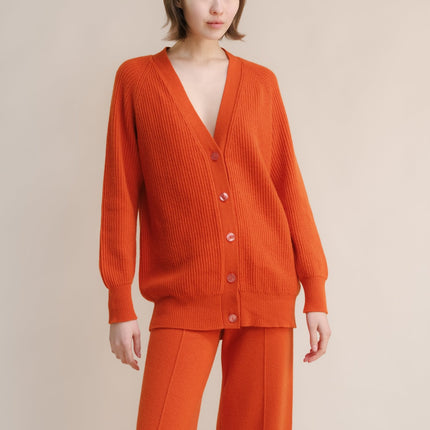 Cashmere Mix Long Ribbed Cardigan
