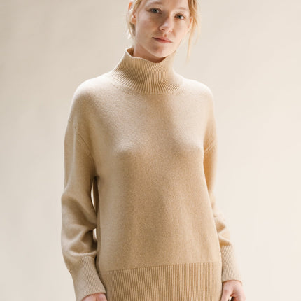 Cashmere Mix Long Turtleneck Sweater