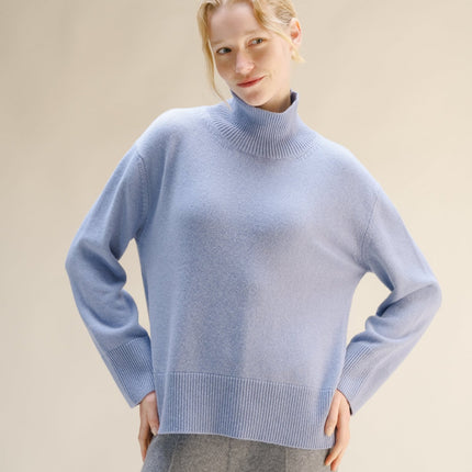 Cashmere Mix Long Turtleneck Sweater