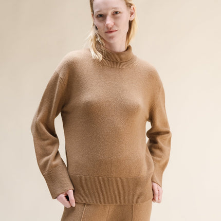 Cashmere Mix Long Turtleneck Sweater