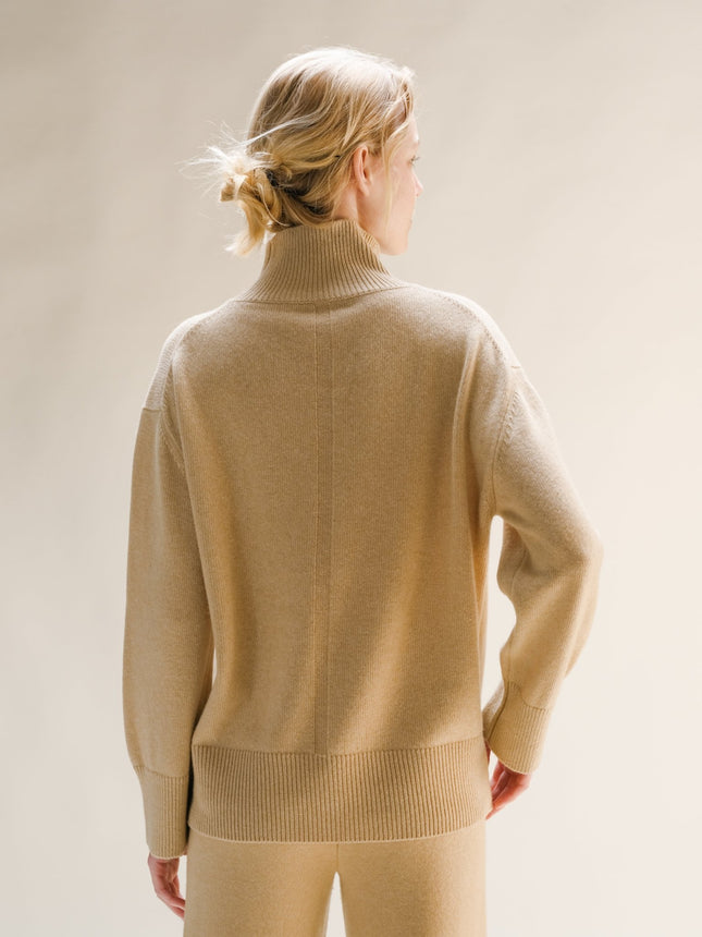 Cashmere Mix Long Turtleneck Sweater